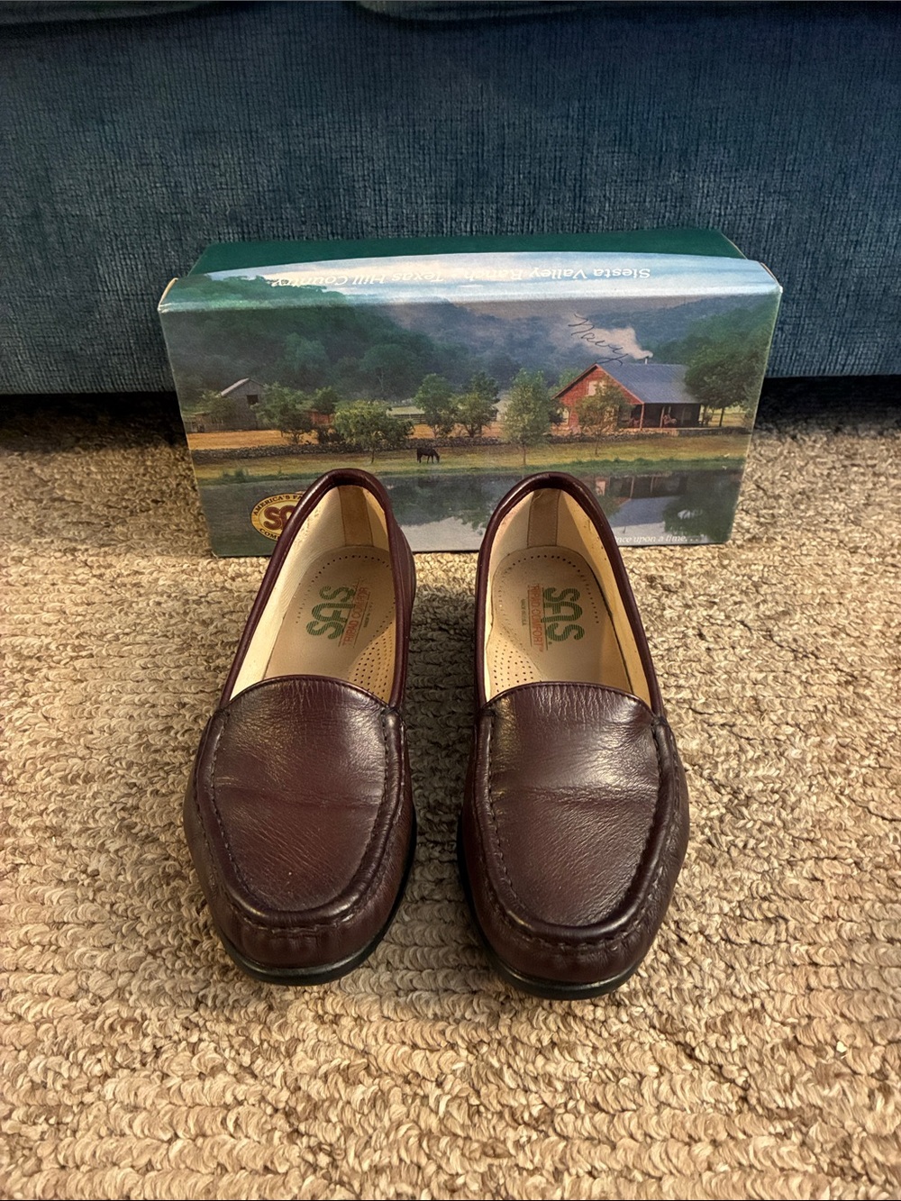 SAS Women’s Burgundy Leather Slip-On Loafers